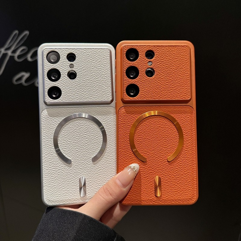 เคสโทรศัพท์แม่เหล็กหนัง ใช้ได้กับ Samsung S26 utra S25 plus S24 FE, S24 เลนส์ป้องกัน
