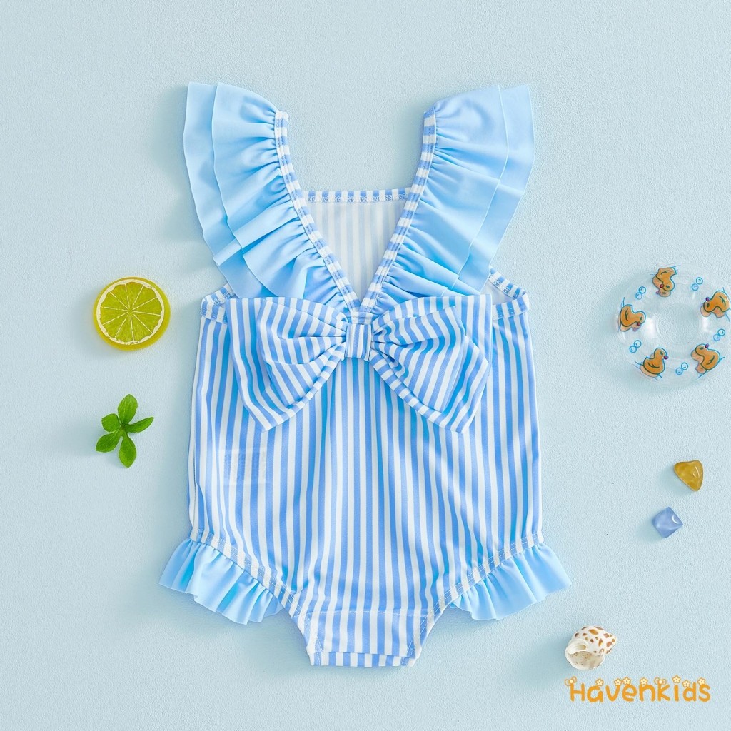 ชุดว่ายน้ำToddlerหญิง ดีไซน์พรินต์แขนบินและคอเหลี่ยม สไตล์เก๋สำหรับเด็กเล็ก ราคา ถูกที่สุด ดีลบีเคเค แกลเลอรีภาพที่ 8
