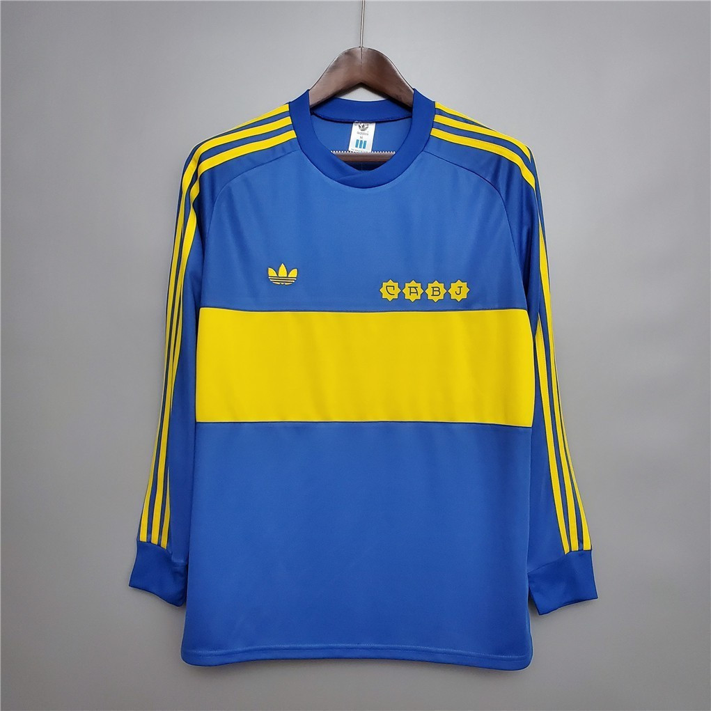 1981 Boca Juniors Home Long Sleeves Retro Soccer Jersey Football