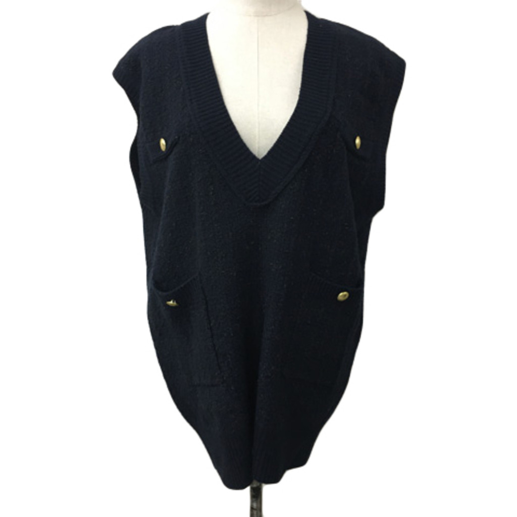 ViS Vest Knit v-neck tweed navy Direct from Japan Secondhand