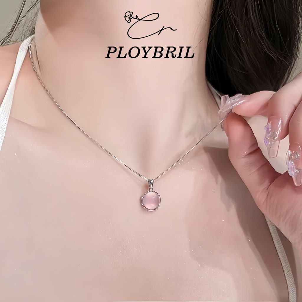 PLOYBRIL สร้อยคอ หินใส นำ โชค ประดับเงิน ไม่ลอกไม่ดำ X053