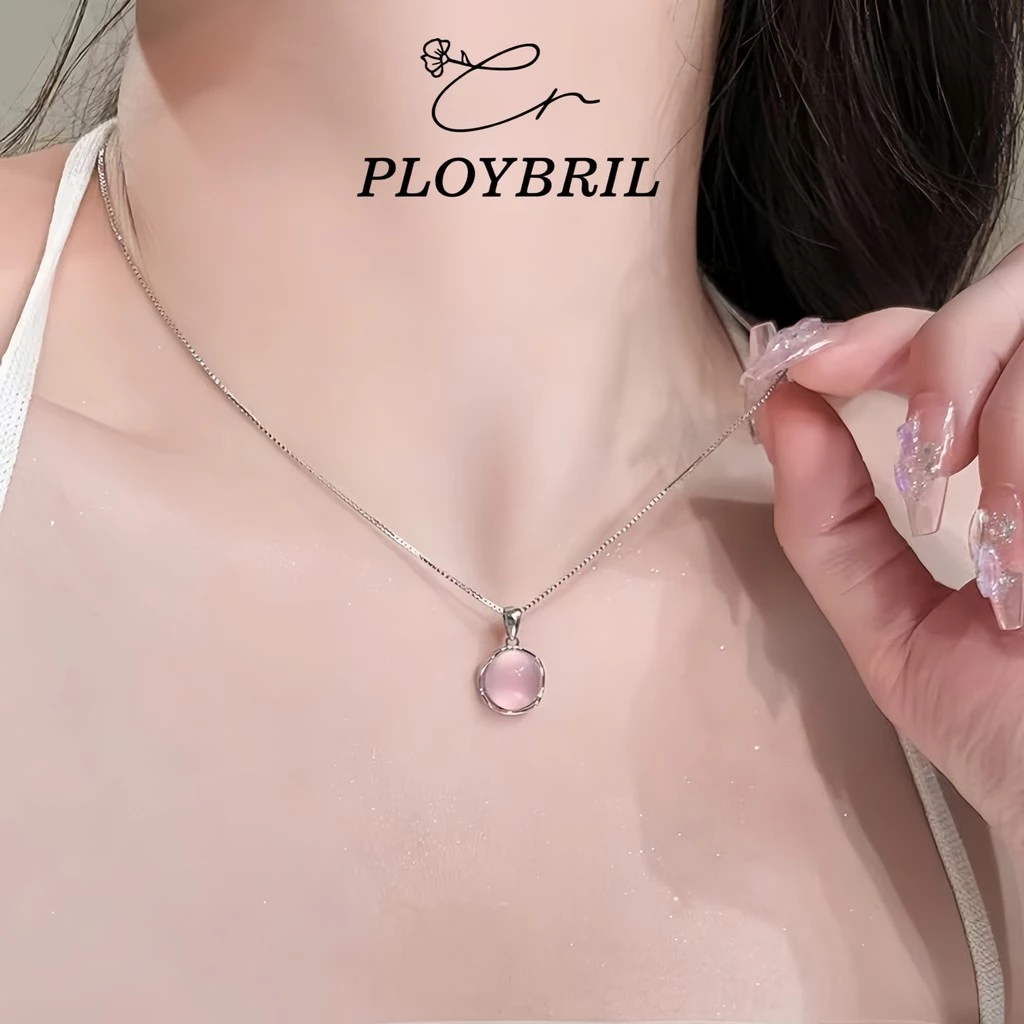 PLOYBRIL สร้อยคอ หินใส นำ โชค ประดับเงิน ไม่ลอกไม่ดำ X053
