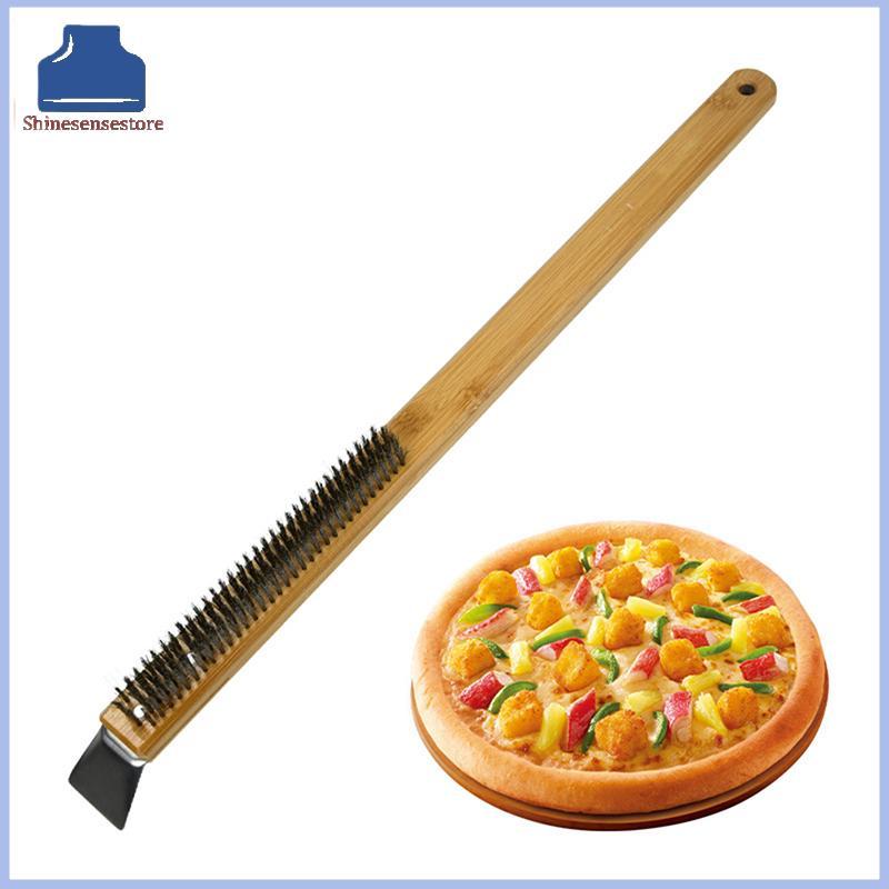 SHINE แปรงเตาอบพิซซ่าด้ามไม้ Grill Scraper แปรงทําความสะอาดในครัวเรือนเครื่องมือพิซซ่าสําหรับทําความ