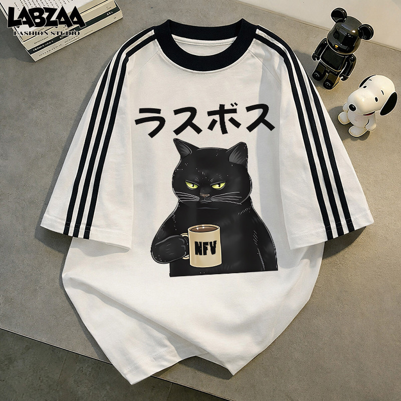 【จัดส่งจากกรุงเทพฯ】LABZAA ใหม่ล่าสุด✨ลวดลายลูกแมว ใส่สบายไม่รัดตัว ระบายอากาศ โอเวอร์ไซซ์ YG1184