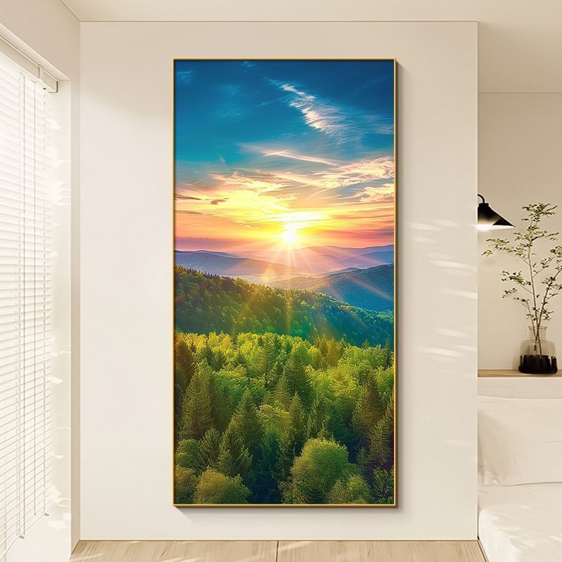Sunrise Oriental Modern Abstract Painting for Entryway/Living Room Wall Decor