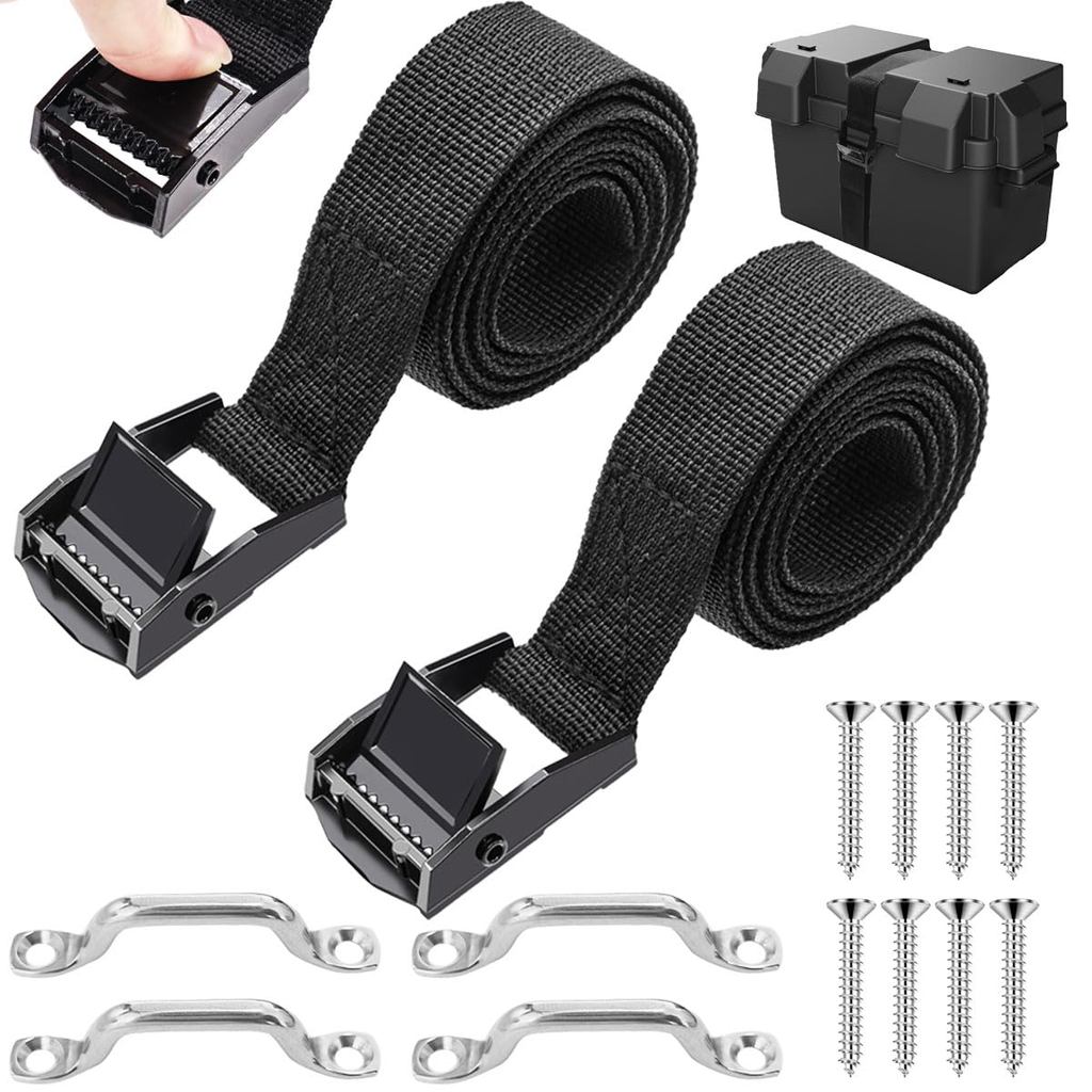 2 ชิ้น 1 "x 4ft แบตเตอรี่ Tie Down ชุดสายรัด,แบตเตอรี่ Hold Down สายคล้องสแตนเลส Cam Buckle,4 สแตนเล