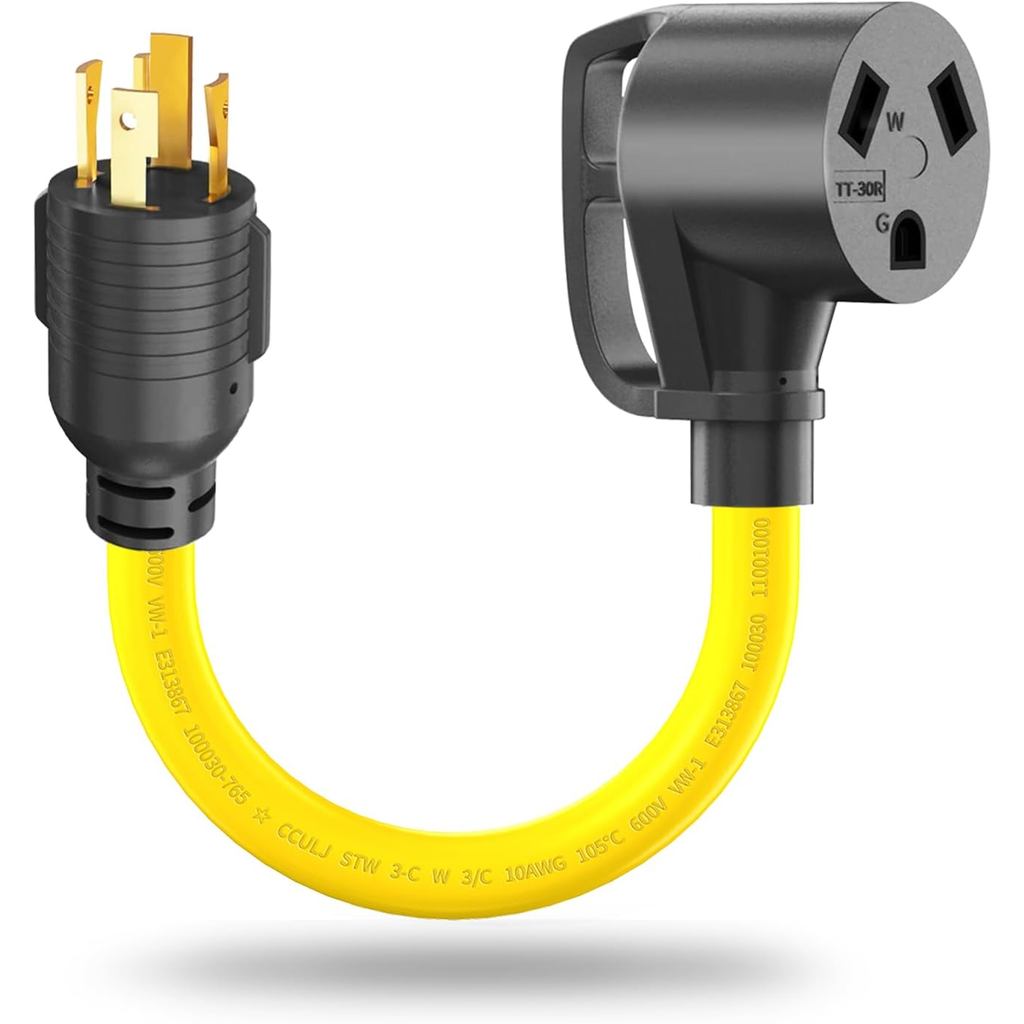 30 Amp 4 PRONG Twist ล็อค 3 PRONG RV อะแดปเตอร์สายไฟ,ปลั๊กเครื่องกําเนิดไฟฟ้า NEMA L14-30P TO TT-30R