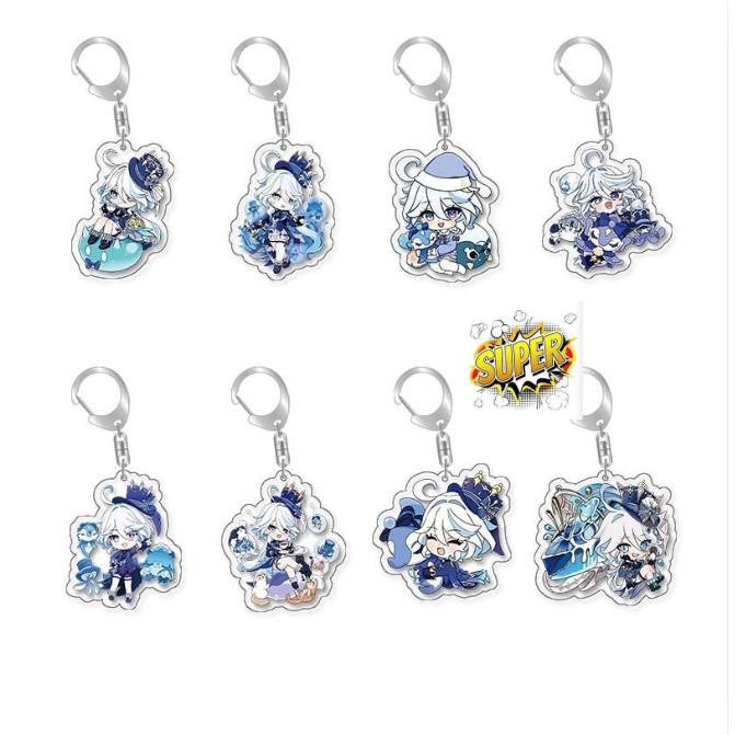 เกม Genshin Impact Furina Focalors จี้น่ารักรูปพวงกุญแจพวงกุญแจชุดของขวัญ