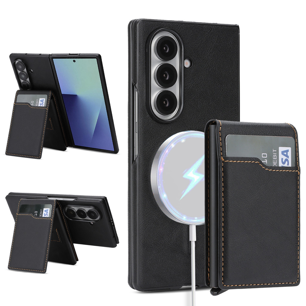 ไร้สายชาร์จแม่เหล็กเคสโทรศัพท์เหมาะสําหรับ Samsung Z Fold7 Fold6 Fold5 Fold4 Fold3 ผู้ถือบัตรอัตโนมั