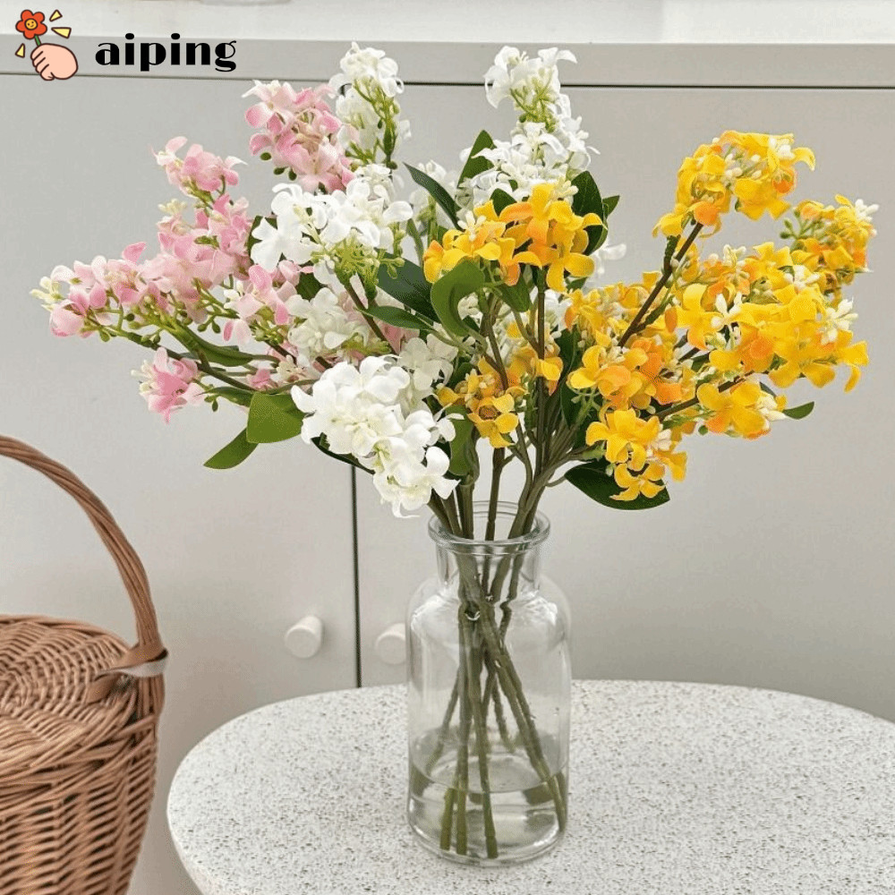 AIPING กลีบดอกไม้ lilac ขนาด 39 ซม., ผ้าไหมและพลาสติก สำหรับตกแต่งบ้าน