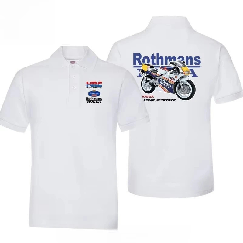 NSR250 Honda Two Tanks Fire Loafman HRC Peripheral POLO Shirt เสื้อยืดแขนสั้นผ้าฝ้ายสำหรับผู้ชายและผ
