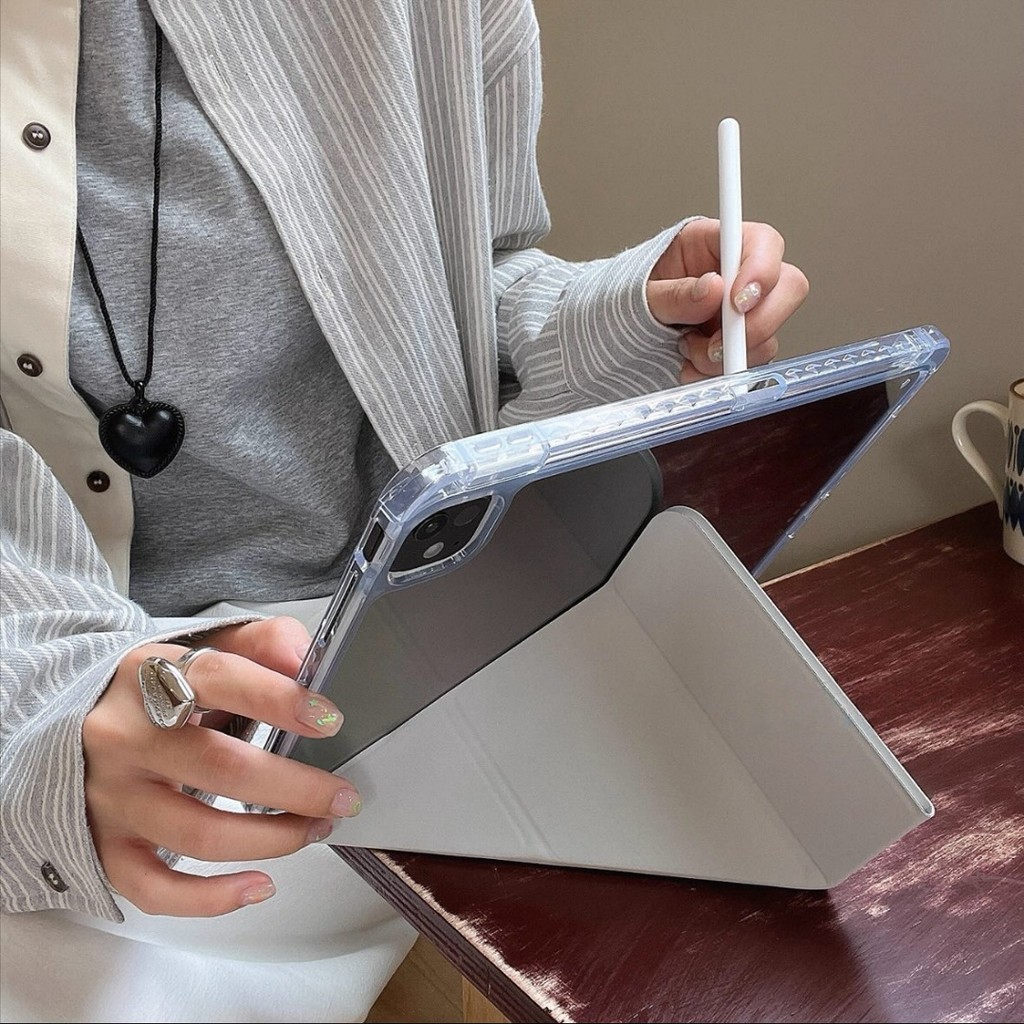 เคส  Samsung Tab s10lite A9 A11 S9 A9plus/S9 FE PLUS, เคสป้องกันแท็บเล็ต กันกระแทก พับได้ เคสใสพร้อม