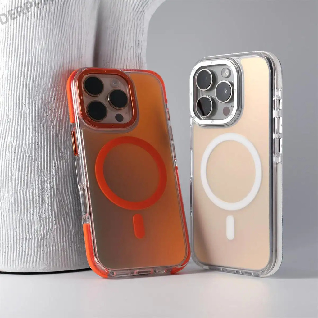 เคสโทรศัพท์แม่เหล็ก ดีไซน์สีสันสดใส ใช้ได้กับ iPhone 16/14/13/12/11/16 Pro/15 Pro/16 Pro Max/15 Pro Max/17 Pro Max กันกระแทก กันลื่น ด้านหลังแข็ง ขอบนุ่ม รองรับ