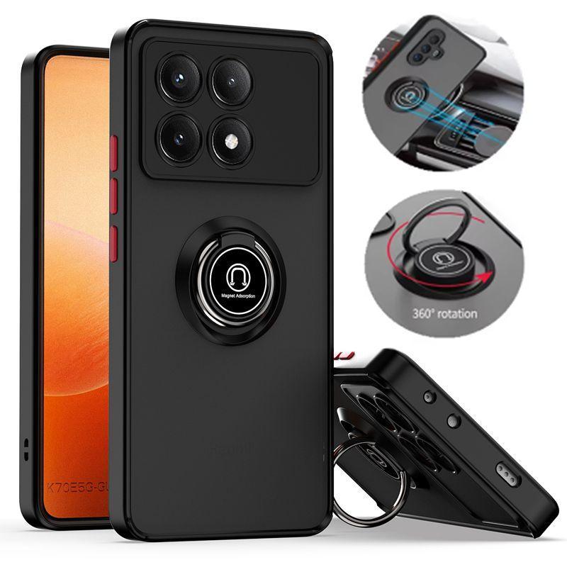 เหมาะสําหรับ Poco X6 Pro 5G เกราะกันกระแทกแม่เหล็กแหวนเคสโทรศัพท์สําหรับ Xiaomi Mi Poco X6Pro เลนส์ป