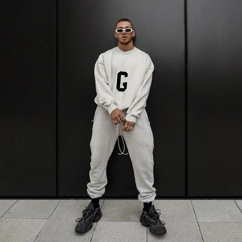 U2OH < Lining > ** เวอร์ชัน FAER OF GOD FOG Big G Flocking ผู้ชายผู้หญิงคู่ดาวสไตล์เดียวกันฤดูใบไม้ร