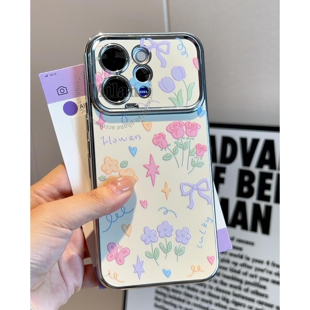 เคสโทรศัพท์มือถือ Vivo V70 ลายดอกไม้ เคสซิลิโคนกันกระแทกแบบนุ่ม ปกป้องเลนส์อย่างเต็มรูปแบบ
