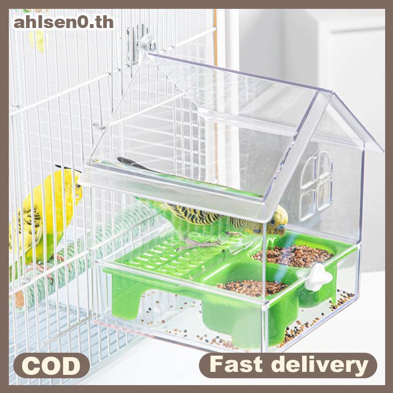 Ahlsen0 แขวนนกแก้ว Feeder ป้องกันกระจัดกระจายนกชามให้อาหารมัลติฟังก์ชั่ Bird Bath Parakeets อ่างอาบน้ํากรงนกอุปกรณ์เสริม th