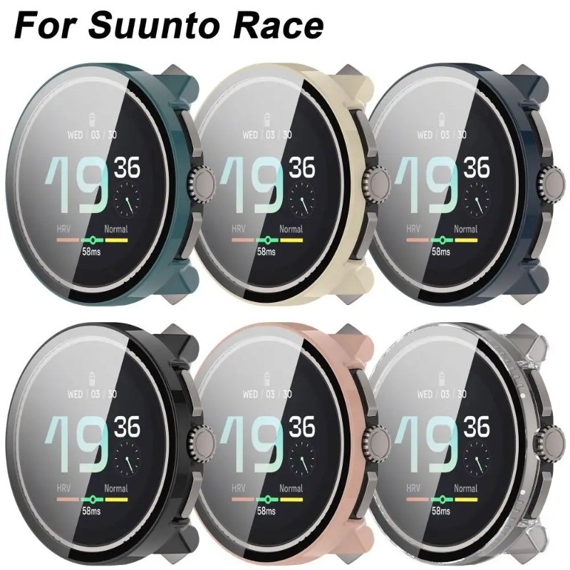 นาฬิกาสําหรับ Suunto Race2 PC กรณี + กระจกนิรภัยป้องกันหน้าจอสําหรับ Suunto Race 2 Hard Shell กรอบกันชนกรณีฝาครอบ