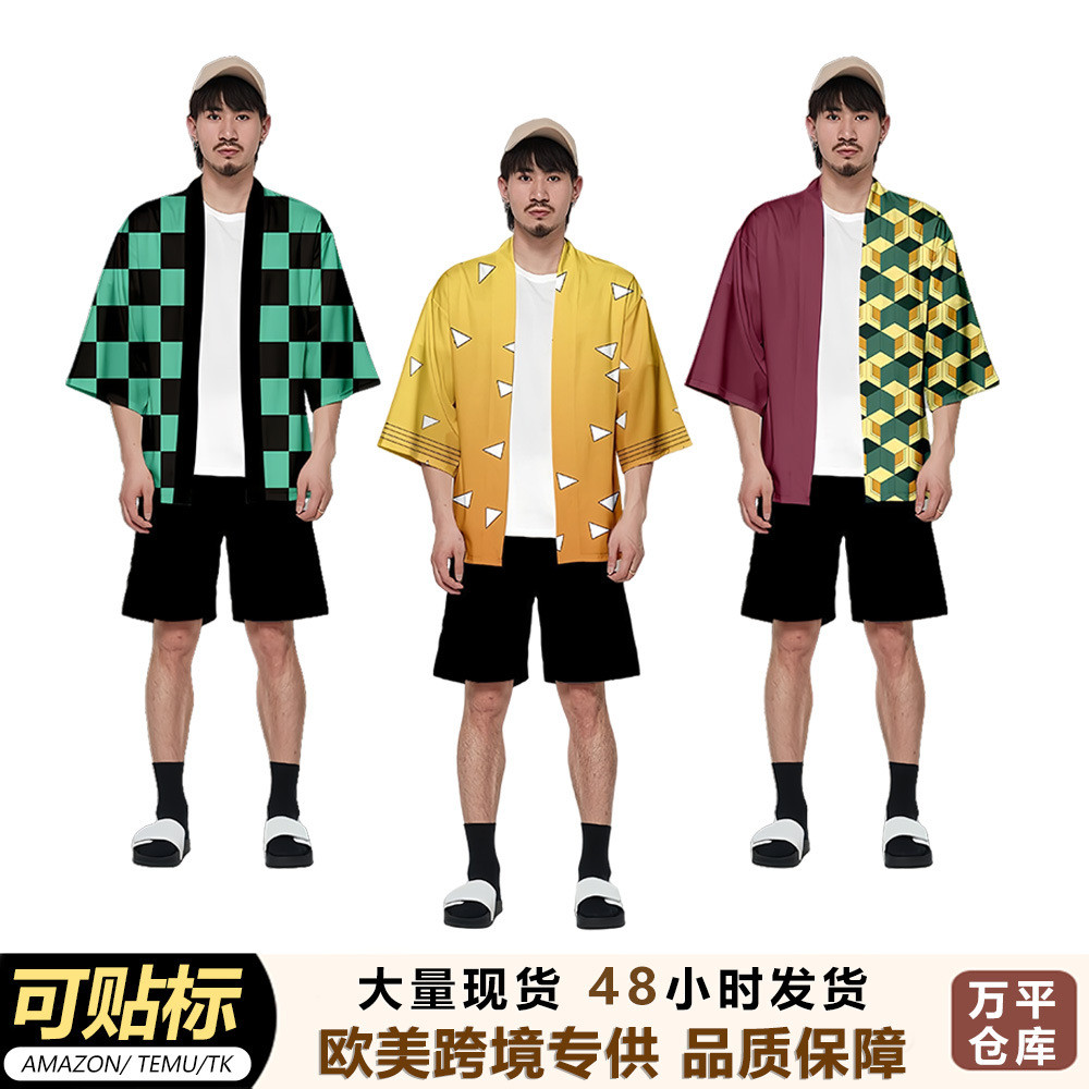 คอสเพลย์ Tanjirou Nezuko กิโมโนคาร์ดิแกน พิมพ์เสื้อคลุมDemon Slayer