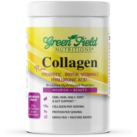 Greenfield Nutritions Halal Collagen Peptides Powder - 9g Hal Protein Probiotic, Biotin, Hyaluronic 