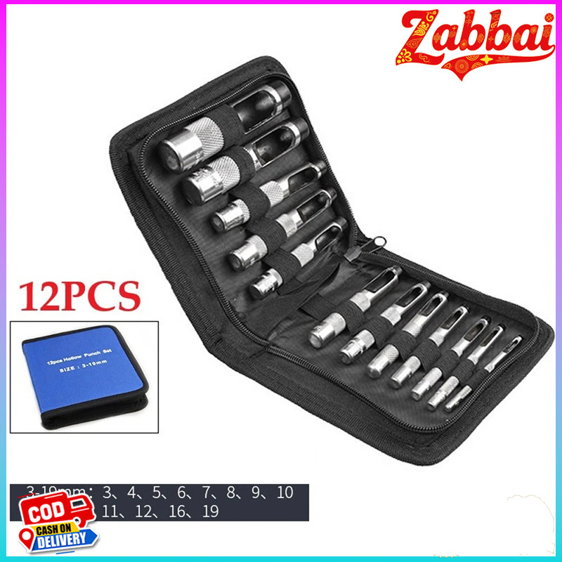 Zabbai KONY ชุดเหล็กปั๊มรู ชุดเหล็กตอกประเก็น 12 ตัวชุด ชุดเข็มขัด 3-16MM ชุด 12 ชิ้นเข็มขัดเจาะรูเจาะรูเจาะชุด 12 ชิ้น