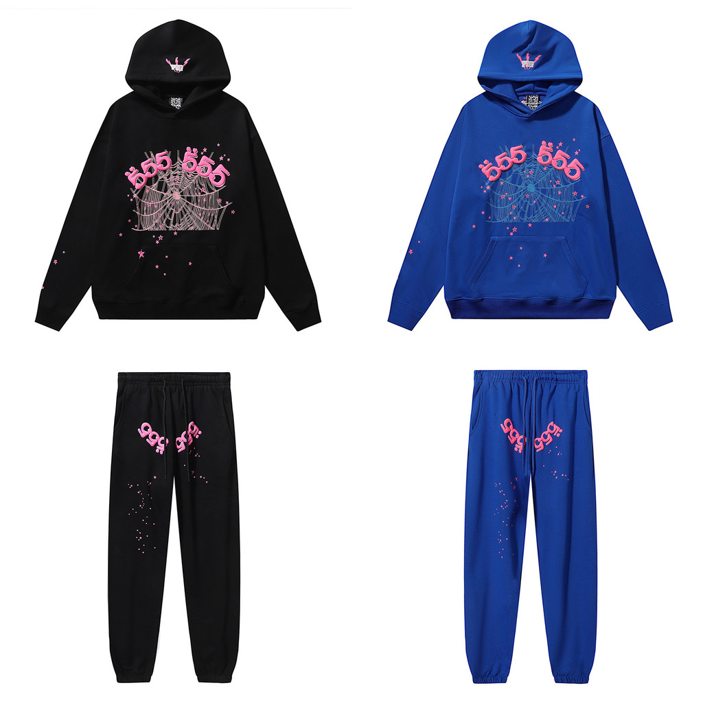 W41U Sp5der 555555 Hoodies Classic Spider Web Print Unisex Hoodie High Street Style