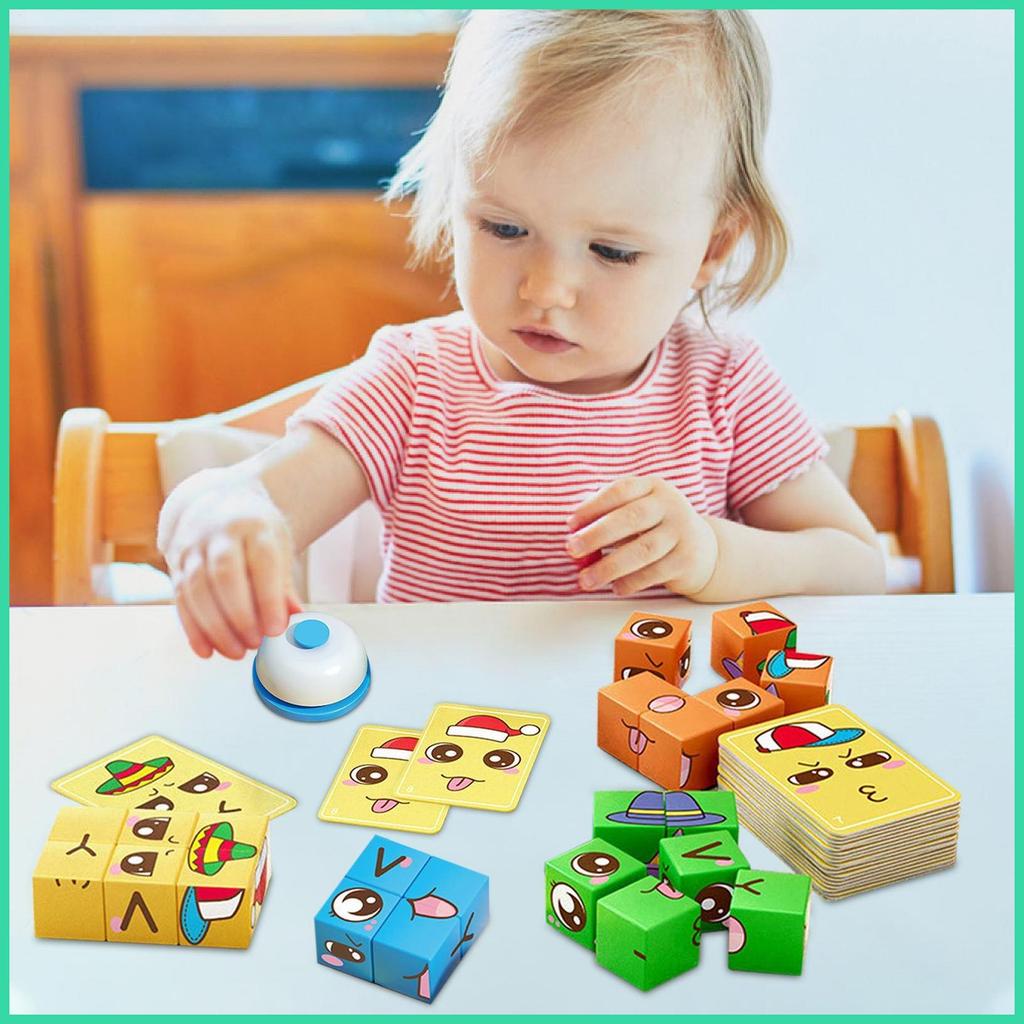 เปลี่ยน Face Cube Face Change Cube Building Blocks เกมรูปแบบเกมจับคู่สําหรับเด็ก 3 ปี sonlekvn