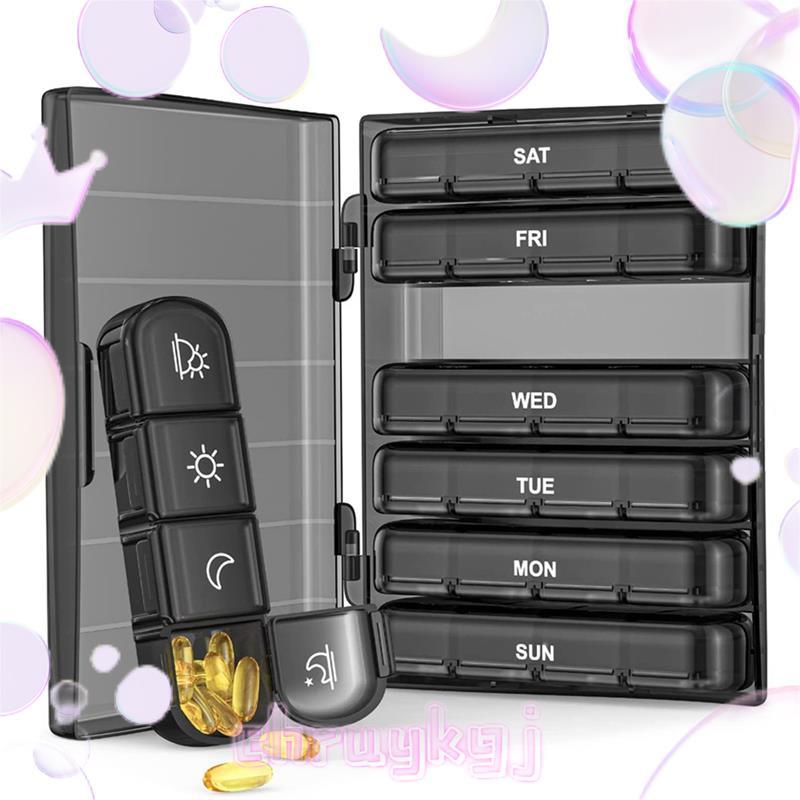 1 ชุดกล่องยาทุกวัน Light-Proof Pill Case 4-Times A Day, 7 วันแบบพกพาสําหรับเดินทาง chruykgj.th
