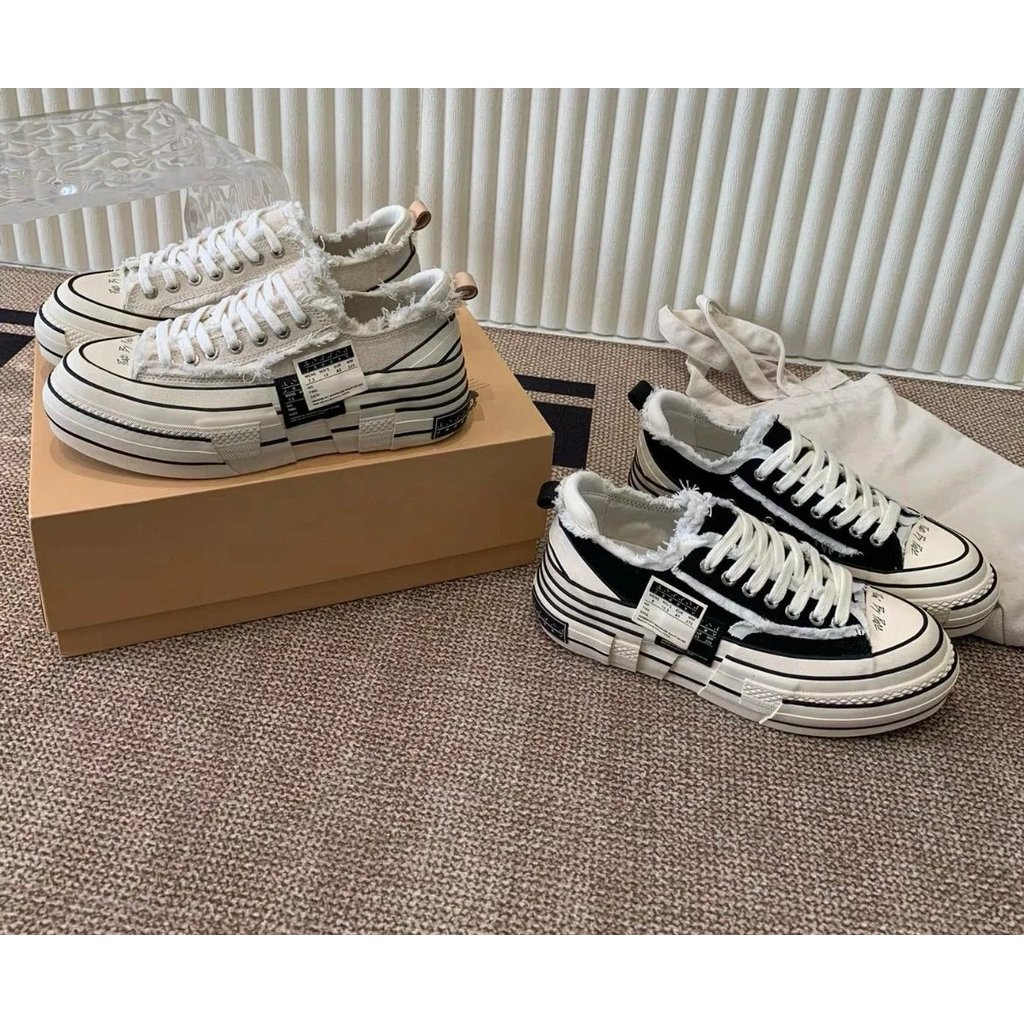 Wu Jianhao xVESSEL xVESSEL รองเท้าผ้าใบทําด้วยมือ Vulcanized รองเท้าสีดําสีขาวสีชมพูดอกไม้มะม่วงหิมพ