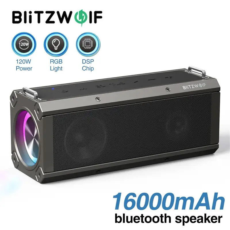 BlitzWolf BW-WA3 PRO 120W ลําโพงไร้สาย RGB แบบพกพา 16000mAh ลําโพงบลูทูธเสียงไฮไฟไดอะแฟรมคู่ Deep Ba