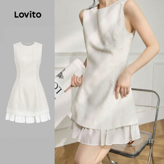 Lovito ชุดเดรสลำลองสำหรับใส่ทำงาน ออกไปเที่ยวพักผ่อน เนื้อผ้…