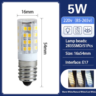 OIMG หลอดไฟ LED E17 3W 5W AC 85-265V SMD 2835 Warm light 3000K Neutral light 4000K แสงสีขาว 6000K หลอดไฟ LED สําหรับตู้เย็นจักรเย็บผ้าช่วง Hood