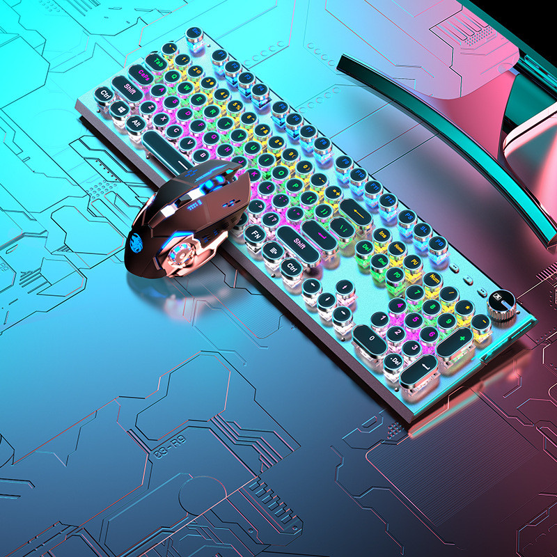 คีย์บอร์ดแบบกลไก TK100 Internet Cafe Gaming Mechanical Game Office Keyboard คีย์บอร์ด Steampunk แบบม