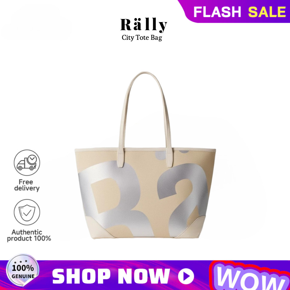 【สินค้าพร้อมส่ง】ของแท้ 100% Rally City Tote (สีครีมสกรีนเงินเมทัลลิก) รุ่นใหม่ล่าสุด