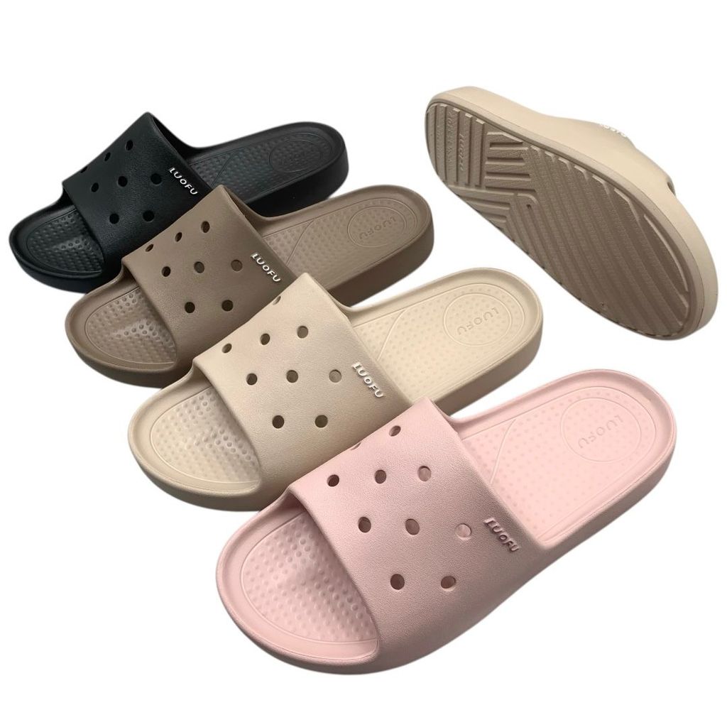 OS LUOFU รองเท้าแตะกันลื่นลายจุดยางน้ําหนักเบาสําหรับผู้หญิงนําเข้าทุกวัน Unisex E7234-BRE01 (BD5)