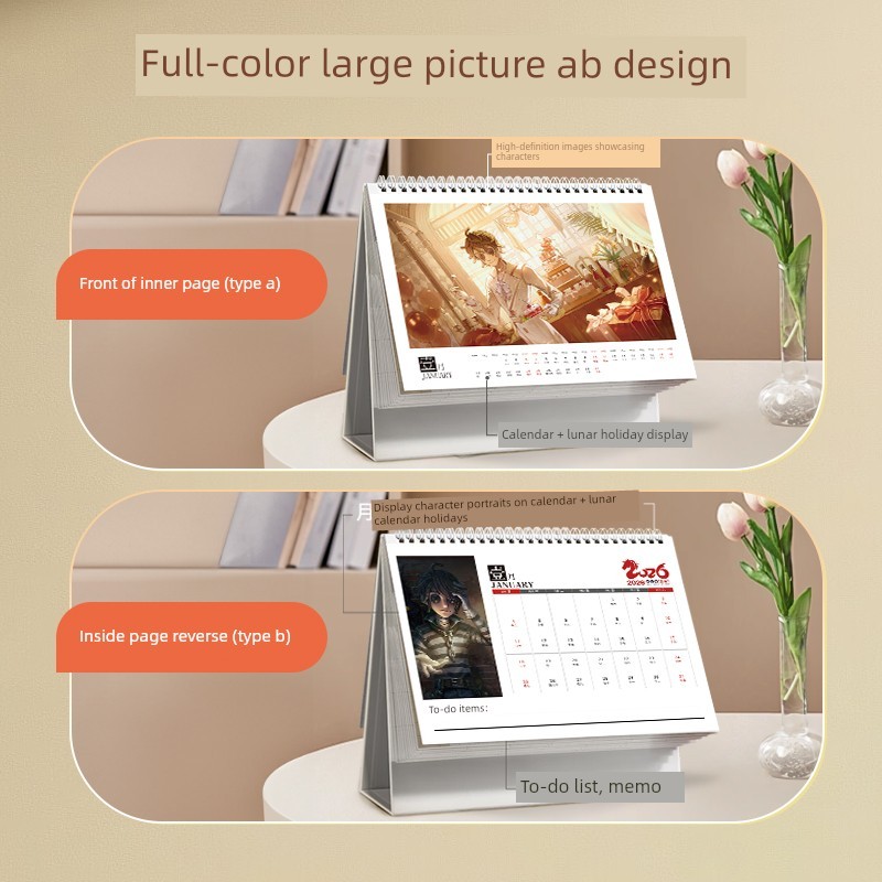 ปฏิทินจีน 2568 ปฏิทินแขวน 2568 นักโทษบุคลิกภาพที่ห้า 2026 ปฏิทินตั้งโต๊ะ ปฏิทินรายสัปดาห์สไตล์ใหม่ ป