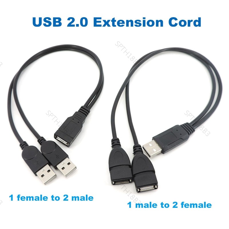 USB2.0 USD A 1 ชายหญิงปลั๊ก 2 ชายหญิงซ็อกเก็ตสายไฟข้อมูลสายแหล่งจ่ายไฟอะแดปเตอร์ปลั๊กแปลง TH18B3