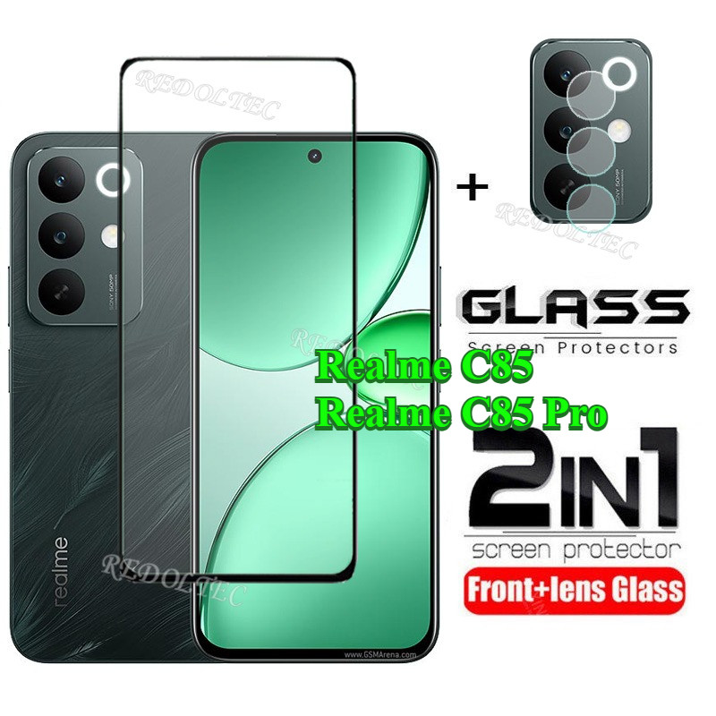 Realme C85 C85Pro 5G 4G ฟิล์มกระจกนิรภัย 2 in 1 พร้อมเลนส์กล้อง กันรอยขีดข่วน กาวเต็ม