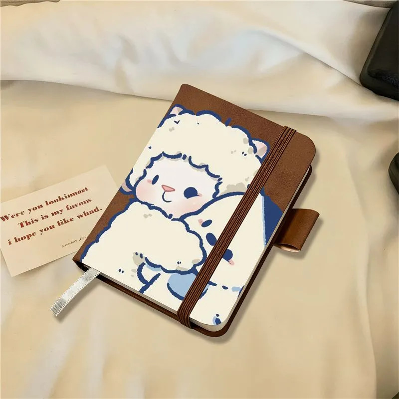 Hug Lamb Brown Pocket Book Carry-on Student Portable A7 Small Notebook Words