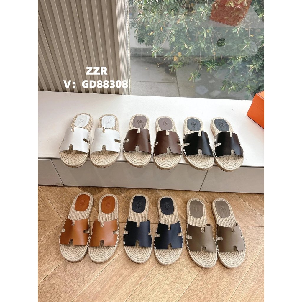 ผู้ชาย h Straw Hermes hntigua สวมใส่ด้านนอกรองเท้าแตะ h ผู้ชายฟาง zzrherme รองเท้าแตะรองเท้าแตะ