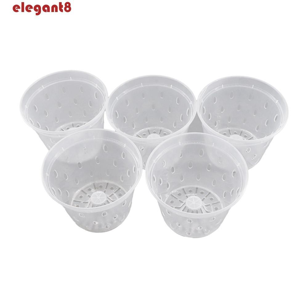 ELEGANT Orchid Pot Root Control Good Air Flow พลาสติกโปร่งใสมีรูและถาดสําหรับ Phalaenopsis Orchid ปล