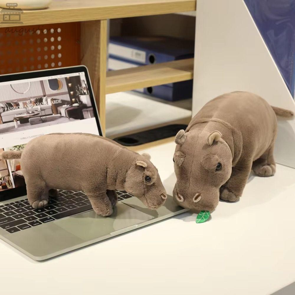 AUGUSTINA Hippo Plush Toy, จําลองตุ๊กตาการ์ตูน Hippo ตุ๊กตาสัตว์น่ารัก Reality ตุ๊กตาตุ๊กตา 20 ซม. H