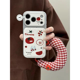 เคสโทรศัพท์ลายลูกพลับสีแดง ใช้ได้กับ iPhone13/11/12/17/14/15Pro/16Max/15Plusผลิตจากหนังแท้คุณภาพสูง มีคุณสมบัติกันกระแทก