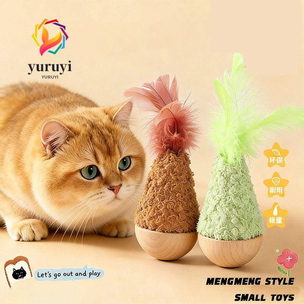 YURUYI Tumbler Wobbler ของเล่น, Wobbler Design Feather Interactive Cat ของเล่นสร้างสรรค์ปลอดสารพิษผ่