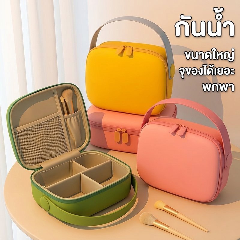 กระเป๋าเครื่องสำอาง กันกระแทก กันน้ำ วัสดุEVA ขนาดใหญ่ พกพาง่าย ดีไซน์เกาหลี อุปกรณ์ดูแลผิว