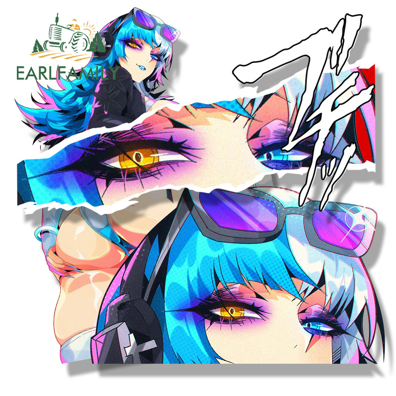 EARLFAMILY ฤดูร้อน Luna Snow Fanart รถสติกเกอร์การ์ตูนอะนิเมะ Chibi Big Head Decal JDM Peeker Graffiti Gothic Punk สติกเกอร์เหมาะสําหรับกันชน
