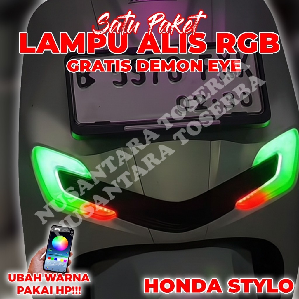 Honda Stylo Rgb ไฟคิ้วรถจักรยานยนต์ฟรี Devil Eye กันน้ํา Universal Bonus Devil Eye