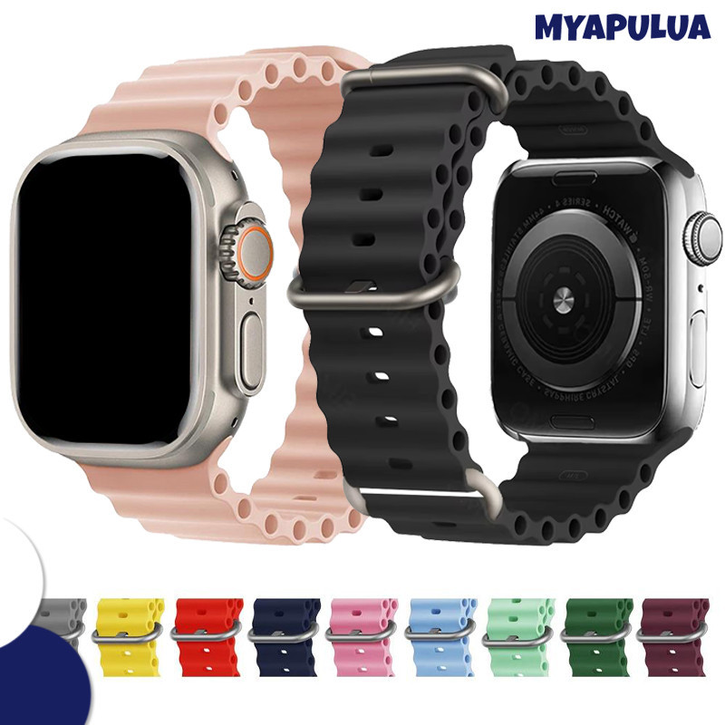 สายรัดซิลิโคนอ่อนมหาสมุทร for Apple Watch IWatch Ultra 3 2 49มม Series 11 10 9 8 7 6 5 4 SE 3 2 1 46 45 44 42 41 40 38มม ราคา ถูกที่สุด ดีลบีเคเค