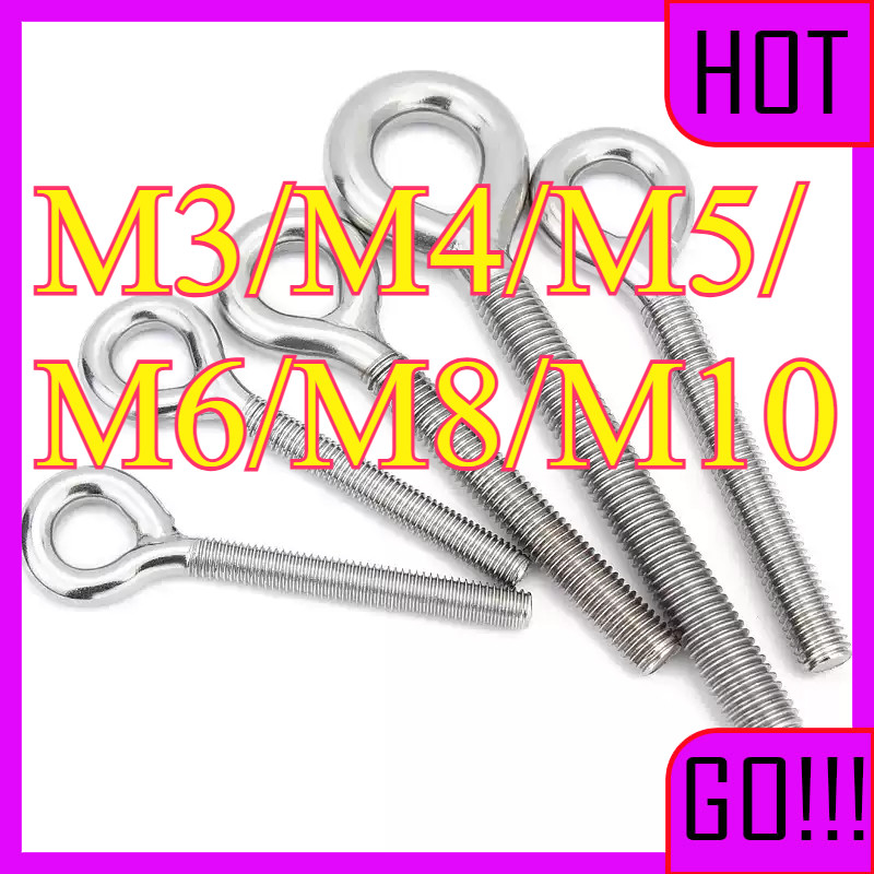 สแตนเลส 304 ตะขอตัว c ที่แขวนรูป ห่วงเกลียวปล่อย ตะขอเกลียวตัว ตะขอ c  M3/M4/M5/M6/M8/M10 LW-ZJY-1