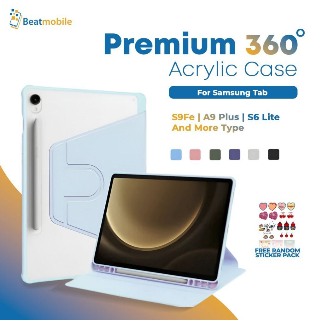 Samsung Tab A9 A9+ S9 S9Fe S9 Plus 10.9" S7 S7 FE S8 S8 A8 ล่าสุด 360 หมุน Slim เคสอะคริลิคใส